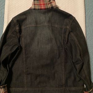 Denim Jean Jacket plaid accents Coldwater Creek